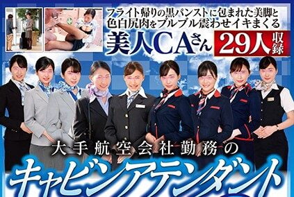 DVDMS-569 大手航空会社勤務のキャビンアテンダント 8時間2枚組BEST フライト帰りの黒パンストに包まれた美脚と色白尻肉をブルブル震わせイキまくる美人CAさん29人収録