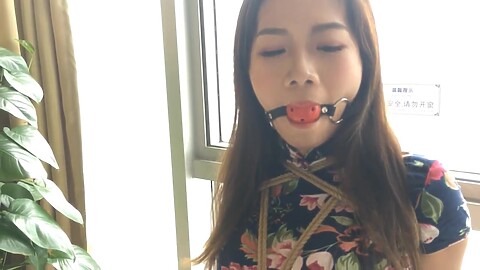 Cute Chinese Girl Tied And Ballgagged By Window