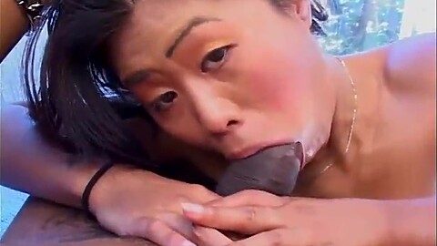 Oversized Black Boner Fills Asians Mouth And Pussy