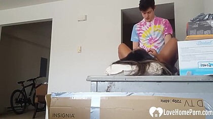 Asian Chick Fucked On Desk By White Dude