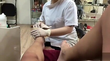 Ejaculating during a pedicure from an Asian girl