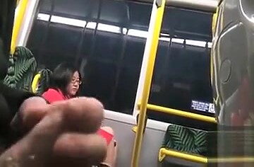 Dude beats off on a lovely Asian lady in the train