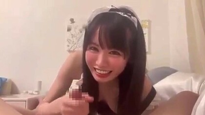 Cute smiling maid cos girl’s service hand job fellatio → oral cum swallow.465